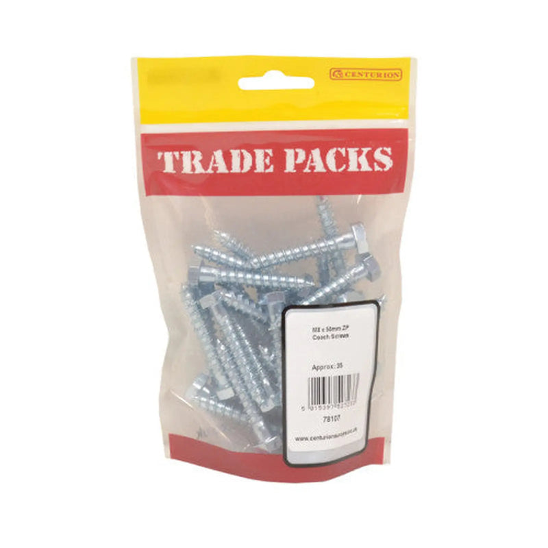 Coach Screws - Zinc Plated - M8 x 50mm - (35 PK) - Pack of 5