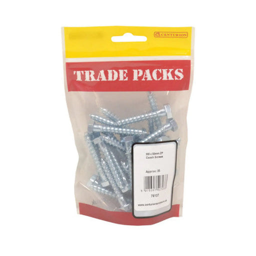 Coach Screws - Zinc Plated - M8 x 50mm - (35 PK) - Pack of 5
