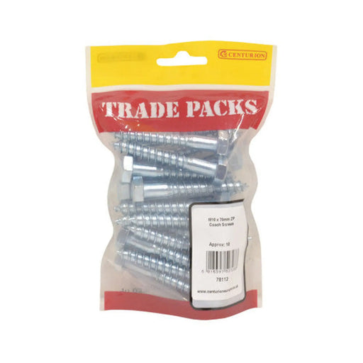Coach Screws - Zinc Plated - M10 x 70mm - (18 PK) - Pack of 5
