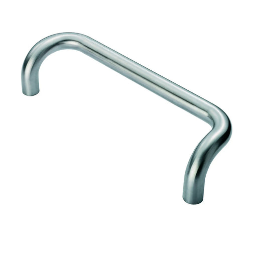 25Mm Dia. Cranked Pull Handle - 300Mm C/C - Bolt Through Fixing - Satin Stainless Steel