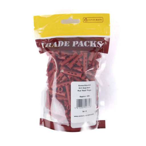 Wallplugs - Red - Screw Size 6-8 - (200 PK) - Pack of 5