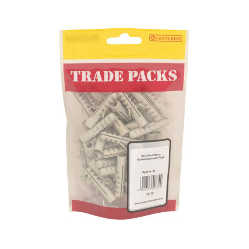 Rimless Expansion Plugs - Nylon - M8 x 40mm - (50 PK) - Pack of 5
