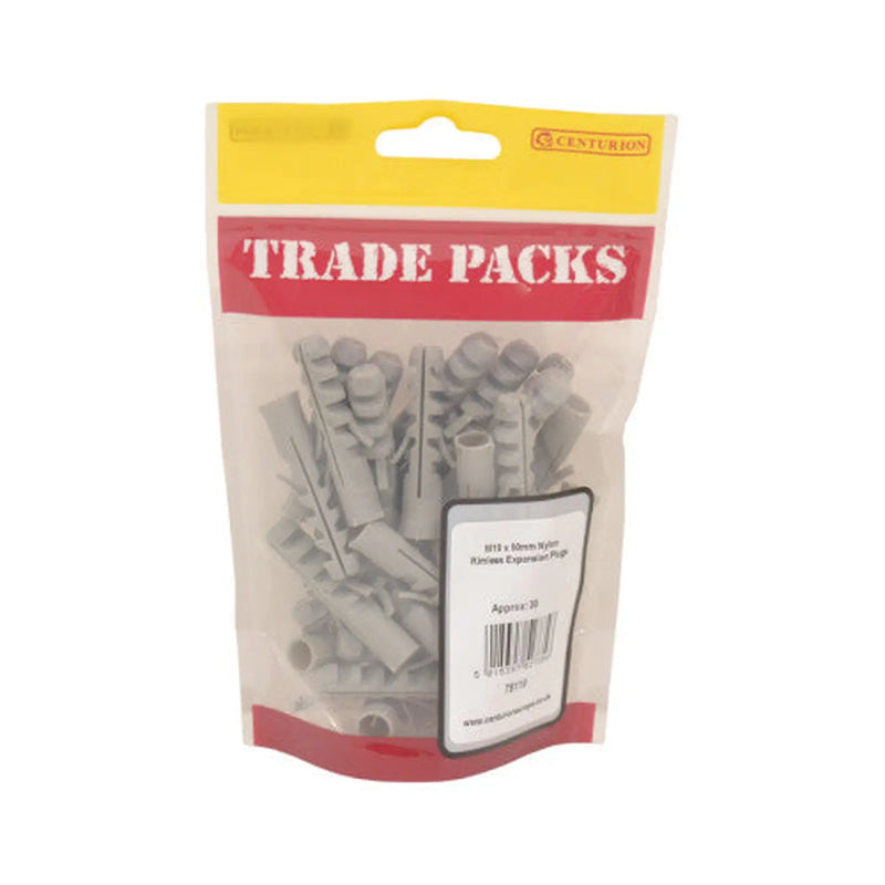 Rimless Expansion Plugs - Nylon - M10 x 50mm - (30 PK) - Pack of 5