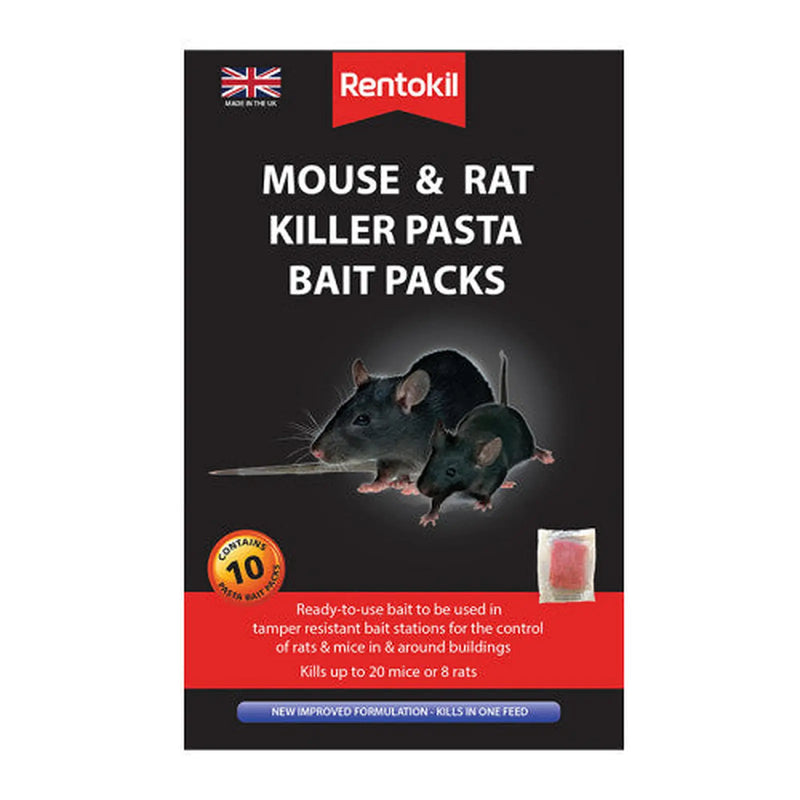 Rentokil - Mouse & Rat Killer Pasta Bait Packs - 10 Sachet - Pack of 6