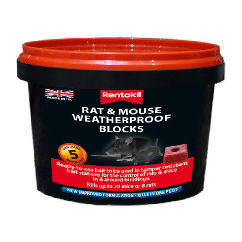 Rentokil - Mouse & Rat Weatherproof Blocks - Pack of 5