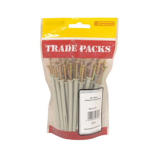 Hammer In Frame Fixings - Zinc Plated - M6 x 80mm - (45 PK) - Pack of 5