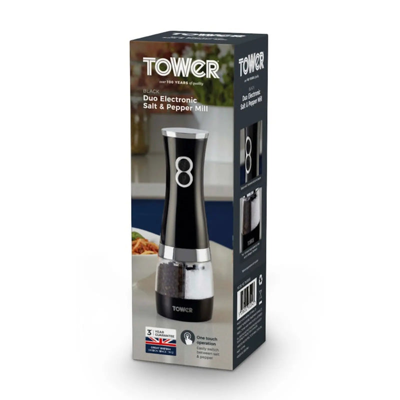 Tower Duo Electric Salt/Pepper Mill Black