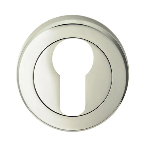 Escutcheon - Euro Profile - Screw-On Round Rose - Polished Nickel