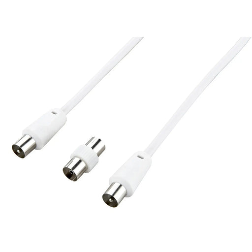 Masterplug Coaxial Cable With Femail To Female Coupler 10m White