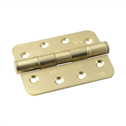 102 X 76 X 3Mm Ball Bearing Hinge Grade 13 C/W Screws (Pair) - Radius - Satin Brass