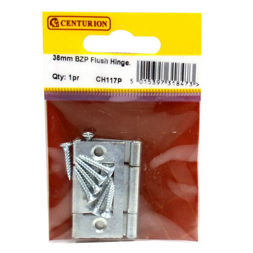 38mm BZP Flush Hinges (1 pair)
