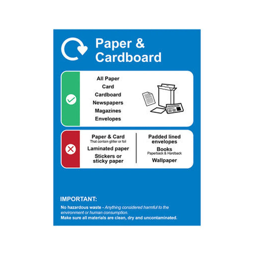 Recycling: Paper & Card : Detailed - SAV (200 x 300mm) - Min Order 2