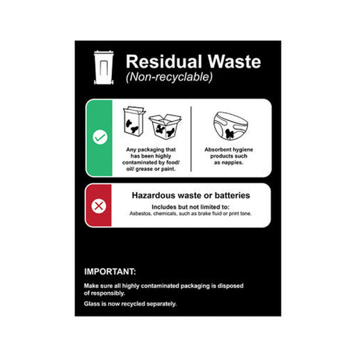 Recycling: Residual Waste : Detailed - SAV (200 x 300mm) - Min Order 2