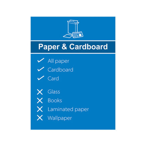 Recycling: Paper & Card : Simplified - SAV (200 x 300mm) - Min Order 2