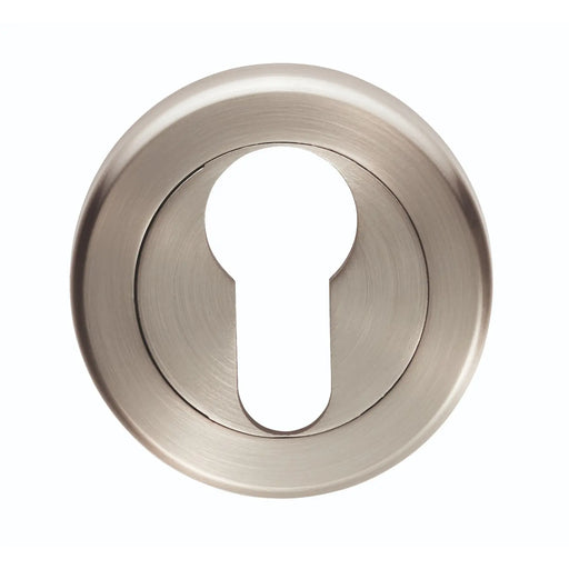 Escutcheon - Euro Profile - Screw-On Round Rose - Retail Pack - Satin Nickel