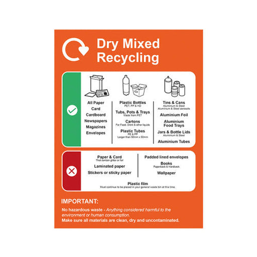 Recycling: Dry Mixed Recycling: Detailed - PP (150 x 200mm) - Min Order 4