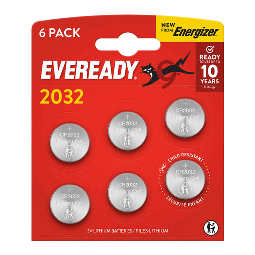 Eveready Lithium CR2032 Batteries Card of 6