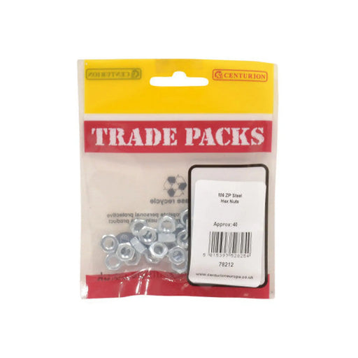 Steel Hex Nuts - Zinc Plated - M6 - (40 PK)