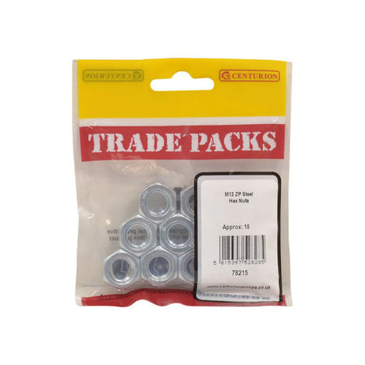 Steel Hex Nuts - Zinc Plated - M12 - (10 PK) - Pack of 5
