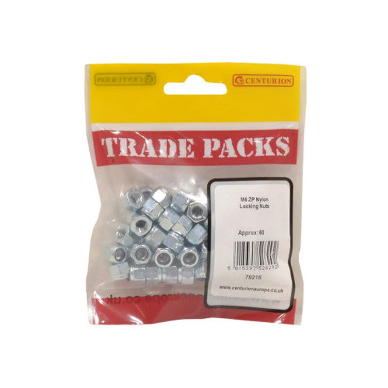 Nylon Locking Nuts - Zinc Plated - M6 - (60 PK) - Pack of 5