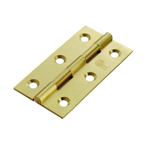 75 X 40 X 1.5Mm Solid Drawn Brass Butt Hinge (Pair) - Satin Brass 76mm x 40mm x 1.5mm