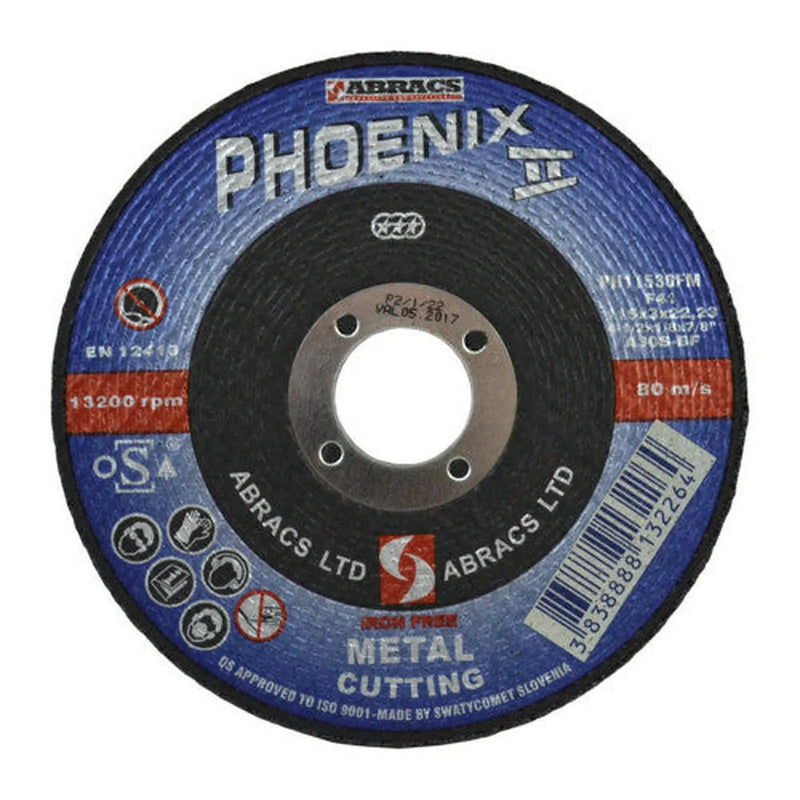 Phoenix II Flat Metal Cutting Disc (115 x 3 x 22mm) - Pack of 5