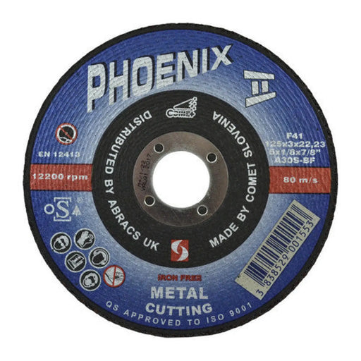 Phoenix II Flat Metal Cutting Disc (125 x 3 x 22mm) - Pack of 5