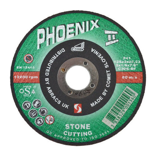 Phoenix II Flat Masonry Cutting Disc (125 x 3 x 16mm) - Pack of 5