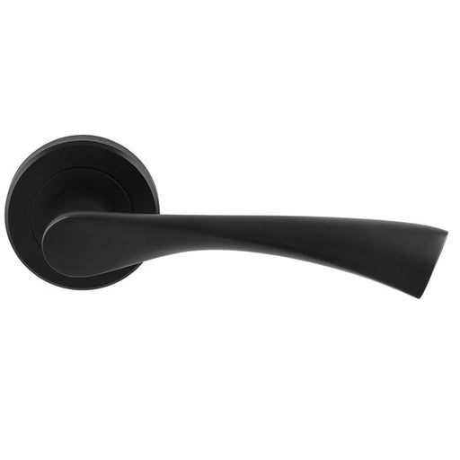 Venti Lever On Sprung Screw-On Round Rose - Retail Pack - Matt Black