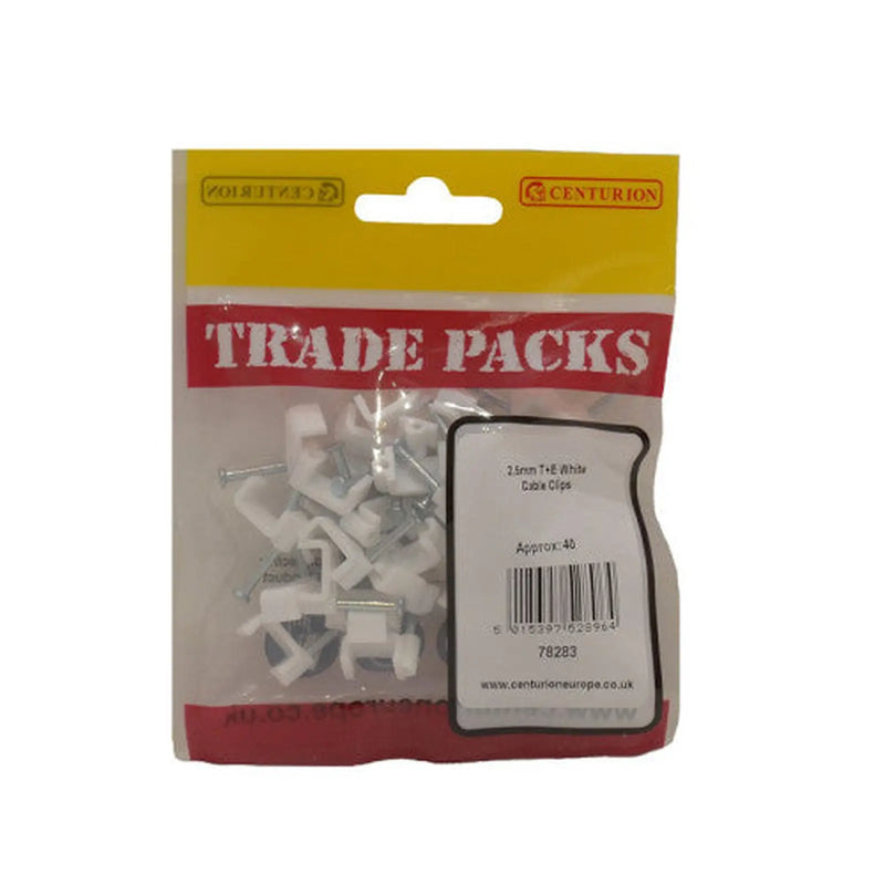 Flat Cable Clips - White - 2.5mm - (40 PK) - Pack of 5
