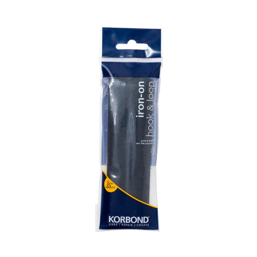 Korbond Hook & Loop Iron On Black 2cm x 50cm