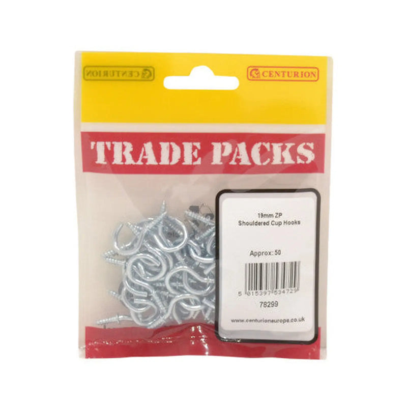 Shouldered Cup Hooks - Zinc Plated - 19mm - (50 PK) - Pack of 5