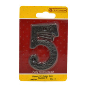 No.5 Door Numerals, Black, 75mm - Pack of 5