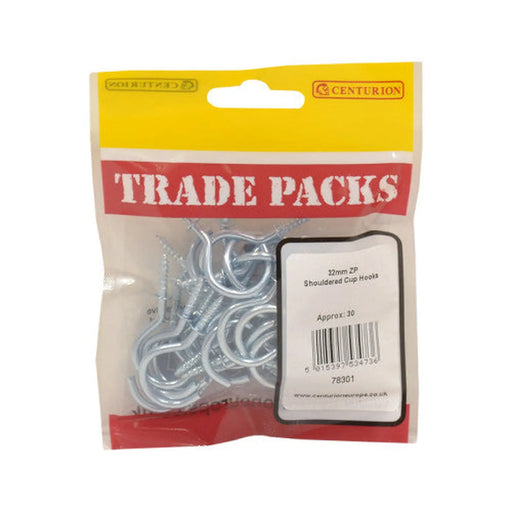 Shouldered Cup Hooks - Zinc Plated - 32mm - (30 PK) - Pack of 5