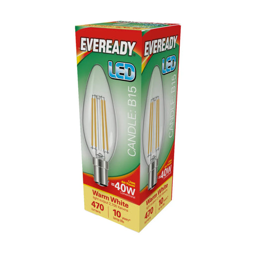 Eveready LED Filament Candle 470LM B15 SBC 4W 27000K