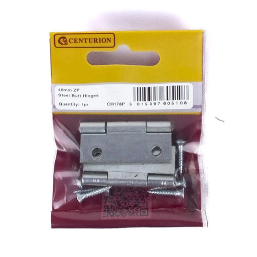 Steel Butt Hinges, Zinc Plated, 40mm