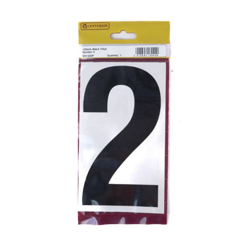 150mm Black Self Adhesive Vinyl Number 2 - Pack of 5