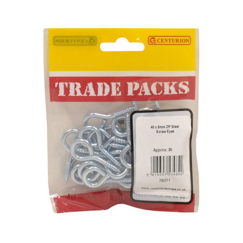 Steel Screw Eyes - Zinc Plated - 40 x 3.6mm - (30 PK) - Pack of 5