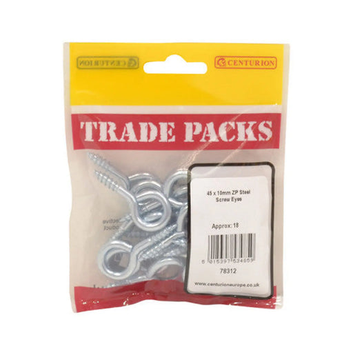 Steel Screw Eyes - Zinc Plated - 45mm x 4.3mm - (18 PK) - Pack of 5
