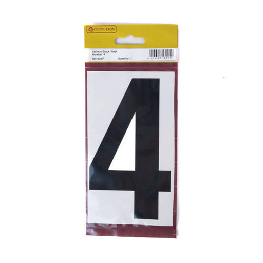 150mm Black Self Adhesive Vinyl Number 4 - Pack of 5