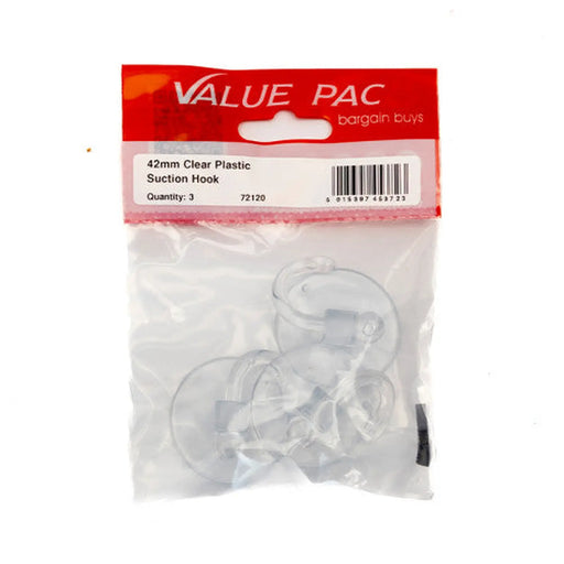 42mm Clear Plastic Suction Hook 3pk - Pack of 10