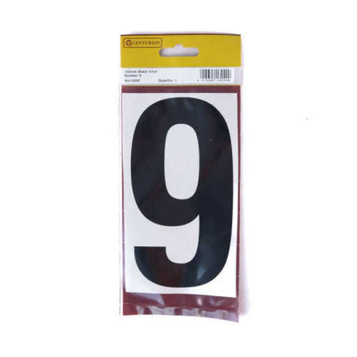 150mm Black Self Adhesive Vinyl Number 9 - Pack of 5