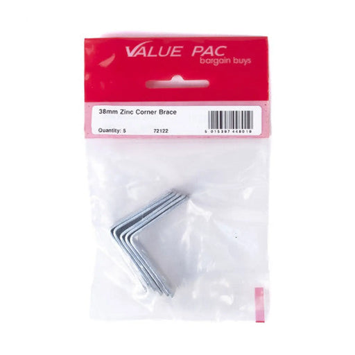 38mm ZP Corner Brace 5pk - Pack of 10