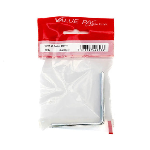 63mm ZP Corner Brace (Pack of 2) - Pack of 10