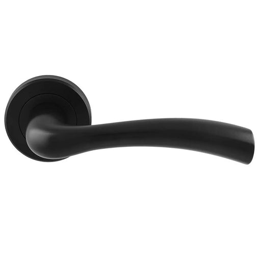 Cinquanta Lever On Sprung Screw-On Round Rose - Retail Pack - Matt Black