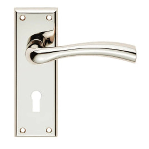 Cinquanta Lever On Face-Fix Backplate - Lock 57Mm - Retail Pack - Polished Nickel