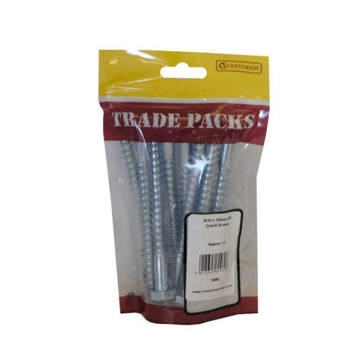 Coach Screws - M10 x 120mm - Zinc Plated - Pack of 10