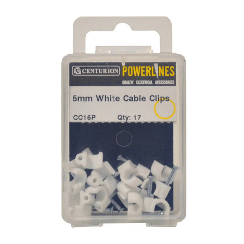 White Cable Clips 5mm - Pack of 5