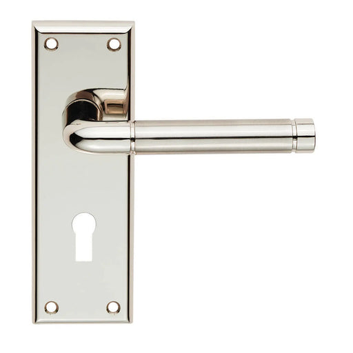 Quaranta Lever On Face-Fix Backplate - Lock 57Mm - Retail Pack - Polished Nickel/Satin Nickel