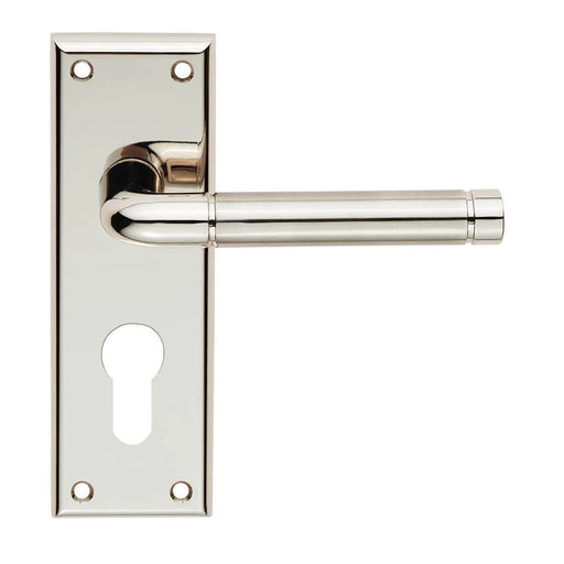 Quaranta Lever On Face-Fix Backplate - Euro 47.5Mm - Polished Nickel/Satin Nickel
